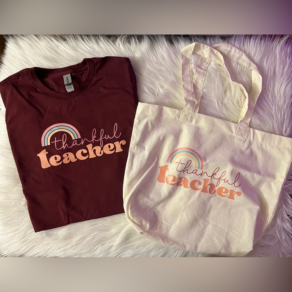Thankful Teacher T-shirt & matching bag